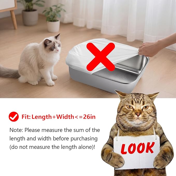 120 Count 26"x11.8" Cat Litter Box Liners Compatible with Fsitego & Fumoi Self-Cleaning Litter Boxes, Heavy Duty Automatic Cat Litter Box Bags with Drawstring, 3-4 Gallons of Capacity
