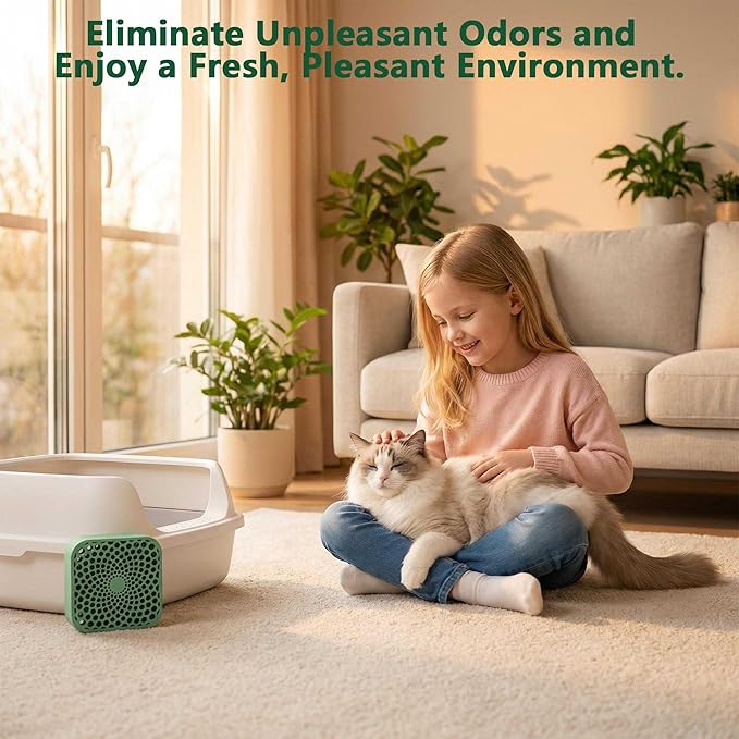 Cat Litter Deodorizer, Box(Unscented, Natural Green, 2 Packs) - Litter Deodorizer, 3-Years Litter Box Deodorizer.