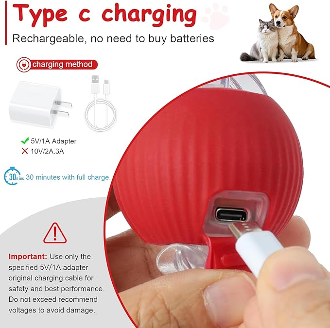Interactive Cat Toys Smart Ball for Cats and Dogs, 360° Automatic Rolling Chase, 2 Rapid-Action Tails, Designed for Indoor pet Exercise, Boredom Relief, and Fun Chase Play.(Blue)