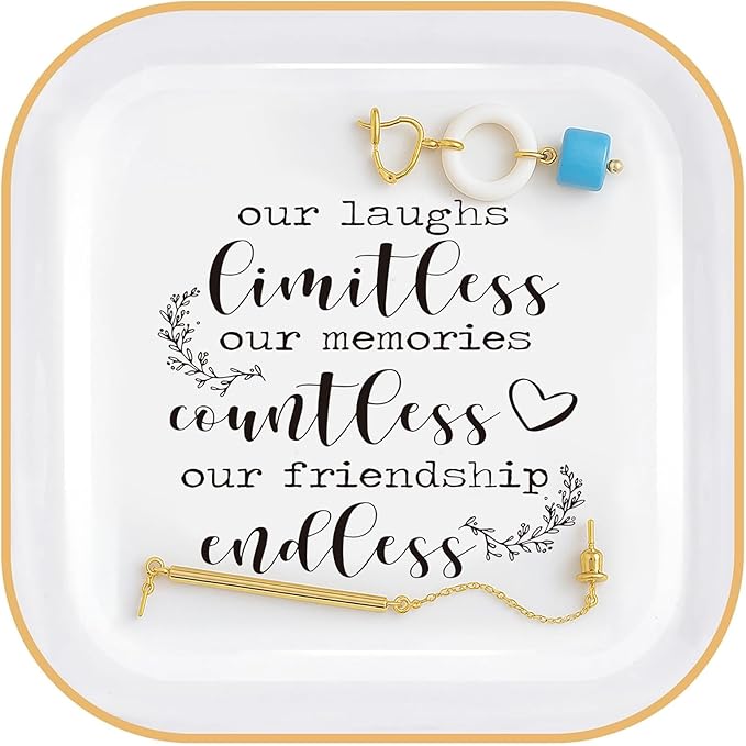 PUDDING CABIN Friendship Gifts for Women Friends Ring Dish Our laughs limitless, memories countless, friendship endless! - Mothers Day Gifts for Friends Female, Birthday Gifts For Women