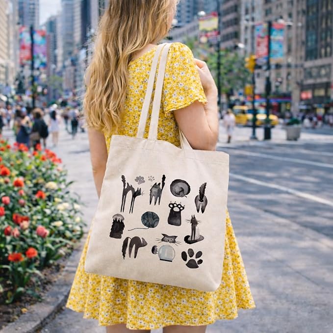 Cute Animal Tote Bag, Animal Lover Gift, Canvas Tote Bag for Women, Reusable Shopping Bags for Casual Shopping Work