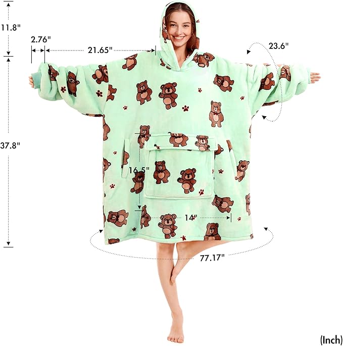 Narecte Cozy Oversized Blanket Hoodie Wearable Blanket Adults Soft Hooded Blanket Hoodie Birthday Gifts for Women Christmas