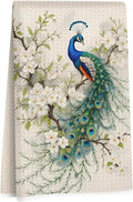Elegant Peacock Kitchen Towels, Vintage Decorative Absorbent Microfiber Dish Cloth Tea Towel, Waffle Soft Hand Towels for Farmhouse Home Bathroom Kitchen Decor, Peacock Decor Gift