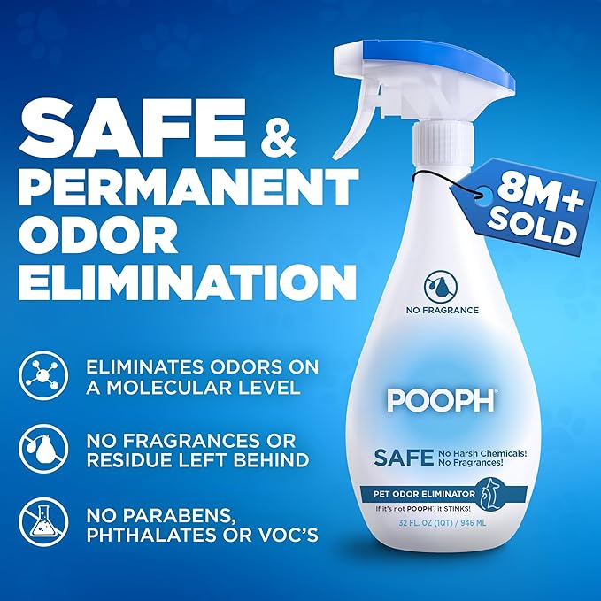 POOPH Pet Odor Eliminator Laundry Additive - 2-32oz Bottles - Eliminates Odors at The Molecular Level, Dogs, Cats, Freshener, Eliminator, Urine, Poop, Pee, Deodorizer, Puppy, Fresh, Clean