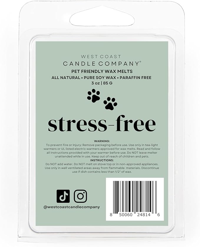 Stress-Free | Pet Safe Wax Melts | All Natural Soy | Non-Toxic | Dog Friendly | Vet Approved | Long Lasting Home Fragrance | Pet Odor Eliminator | Clean Burning Wax Cubes | Safe Air Freshener