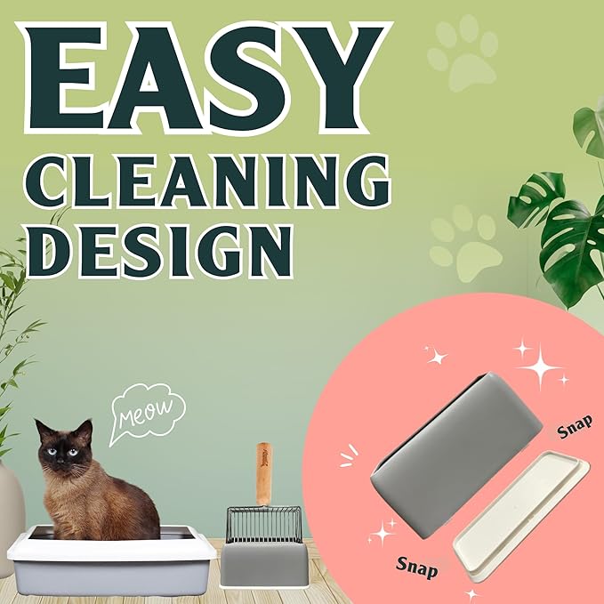 Cat Litter Scoop 2-PACK, Metal Litter Scooper – Save More with 2, 5X Faster No-Shake Sifting Design, Stainless Steel Litter Scoop with Holder, Reduces Dust & Waste, Heavy Duty