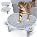 Adjustable Cat Ramp Litter Box Step Double Layer with Filter Function, Elevated Litter Box Ramp for Senior Cats Easy Cleaning Cat Litter Tray for Floor Indoor (Grey)