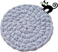 Cat Self-Warming Knitted Bed Mat, Extra-Soft Warm Round Washable Pads Cushions for Indoor Kittens & Kitty Small Pets Cat Trees (Blue-Grey,Medium)