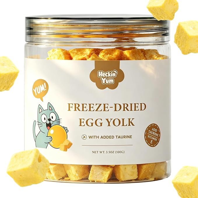 Freeze-Dried Cat Treats and Food Toppers, Simple Egg Yolk with Taurine, 3.5 oz, Support for Heart, Vision &Coat Health