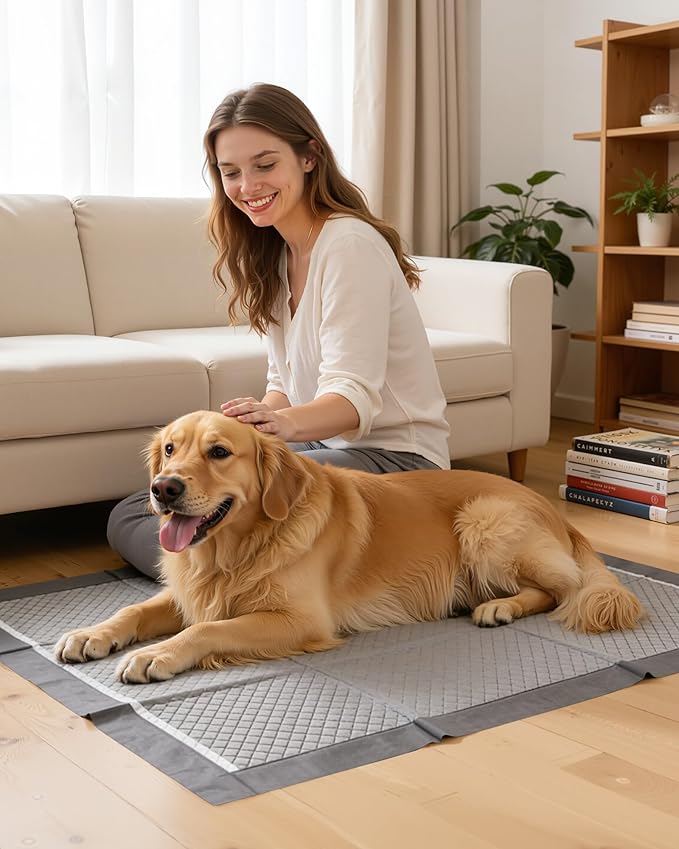 Charcoal Puppy Pads - 70 Packs, 34"×28" Ultra-Large Puppy Pads, Odor-Control Carbon Pee Pads for Dogs, 6-Layer Ultra-Absorbent & Quick-Dry Black Training Pads