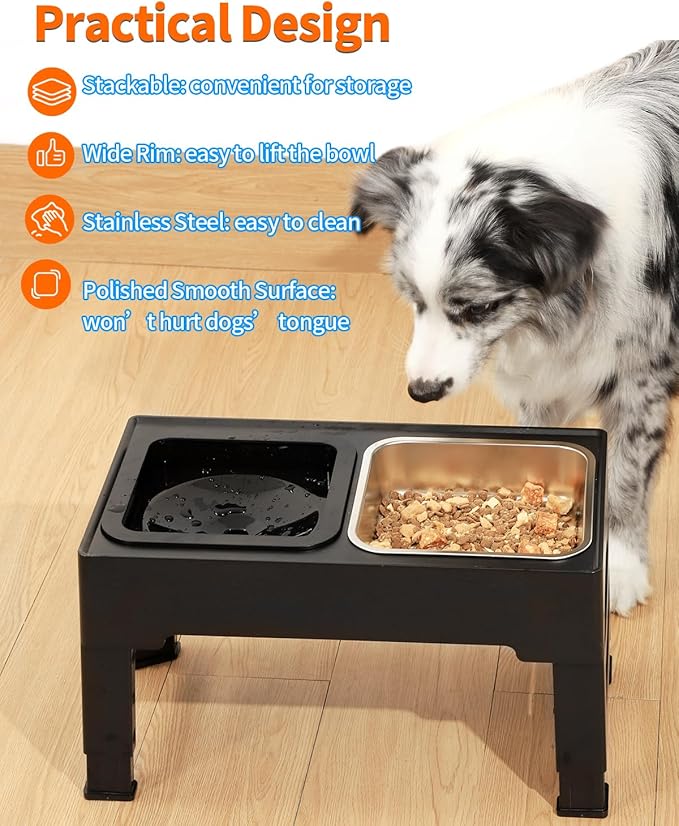 Stainless Steel Dog Bowls, [2 Pack] Water and Food Bowl Set, 1.6L Pet Metal Dishes for Small Medium Large Dogs