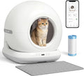 PawHut Automatic Litter Box, Self Cleaning Litter Box for Multiple Cats, 72L Extra Large, App Control, Odor & Noise Control, Safety Sensors, Deodorant Gel, Litter Mat, 1 Roll Garbage Bag