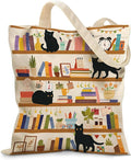 Aesthetic Canvas Tote Bag for Women - with Magnetic Snap Closure & Zipper Inner Pocket Reusable Bag for Shopping