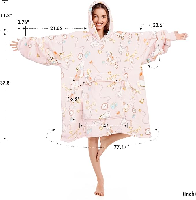 Narecte Cozy Oversized Blanket Hoodie Wearable Blanket Adults Soft Hooded Blanket Hoodie Birthday Gifts for Women Christmas