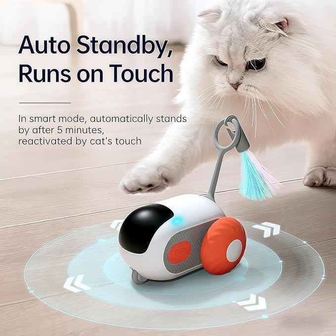 Smart Interactive Cat Toy – Automatic Moving Mouse Toy with Remote Control, USB Rechargeable, 15-20m Range, Fun Orange Design for Playful Cats