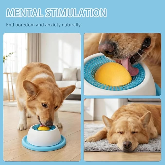 Slow Feeder Lick Ball & Bowl for Dogs & Cats, Anxiety Relief Treat Dispenser, Pet Enrichment Toy for All Breeds (for Dog)