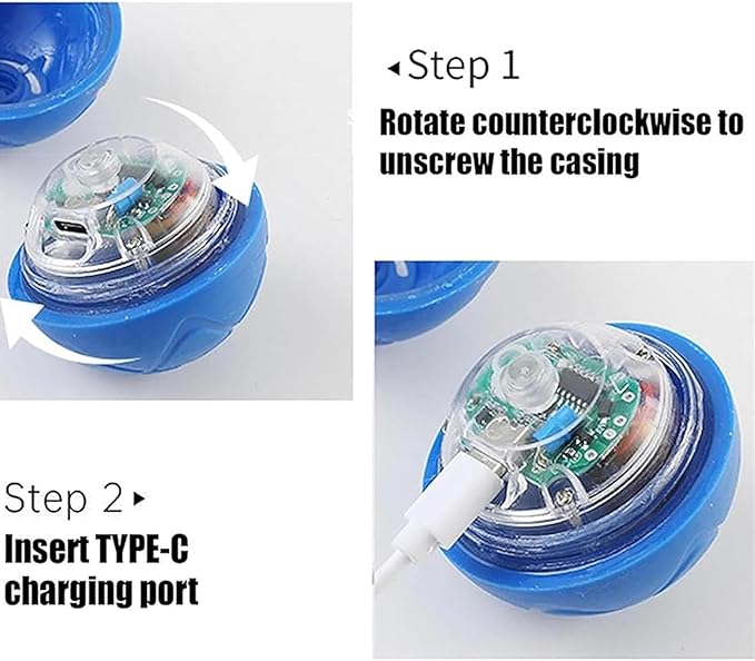 Interactive Cat Toy Ball - Automatic Cat Toy, USB Interactive Dog Ball Toy, Rolling Ball Dog Toy, Rechargeable Dog Interactive Toys Dog Ball with LED Light, Indoor Active Rolling Toys for Indoor Play