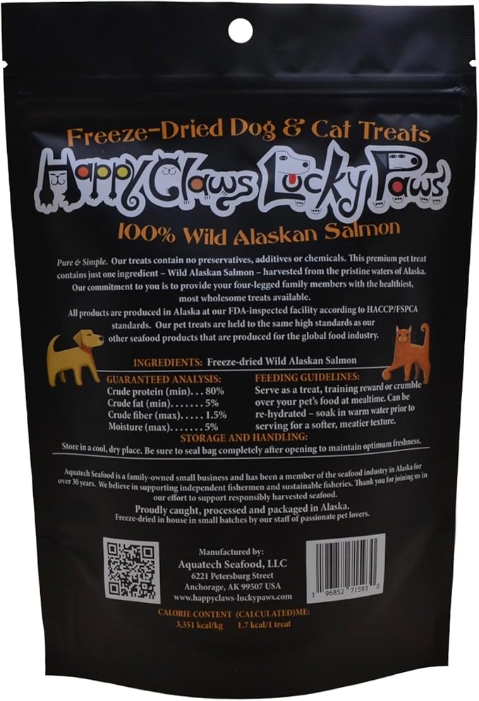 Freeze-Dried Wild Alaskan Salmon Treats for Dogs and Cats (4.0 oz) Made in Alaska