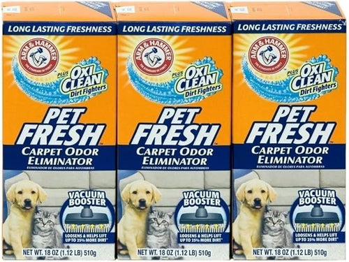 Arm & Hammer Pet Fresh Carpet Odor Eliminator Plus Oxi Clean Dirt Fighters (Pack of 3), 48.9 Ounce