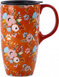 Topadorn 17oz Ceramic Travel Coffee Mug with Sealed Lid Tea Cup with Color Box, Microwave & Dishwasher Safe, Unique Coffee Mug for Latte & Hot Chocolate, Holiday Office Gift Her Him, Orange