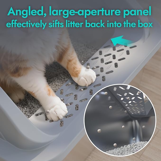 Stainless Steel Litter Box, Metal Litter Box with Scoop, High-Sided Leak-Proof Design, Non-Stick Base, Easy to Clean for Kittens, Senior & All Cats