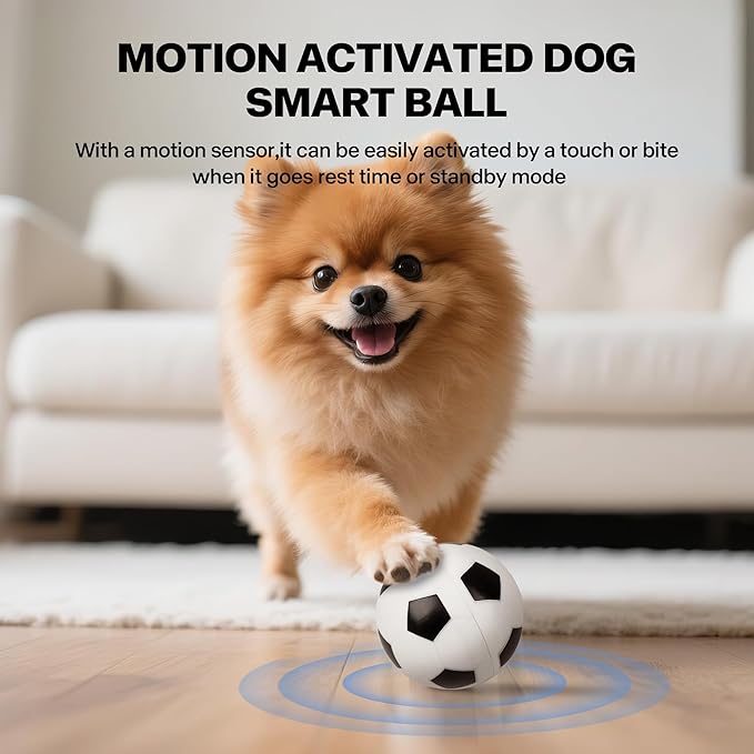 Pet Prime Interactive Dog Ball Toy Automatic Active Rolling Ball for Dogs Motion Activated with LED Light Rechargeable Self Moving Toy for Small Medium Large Dogs to Play