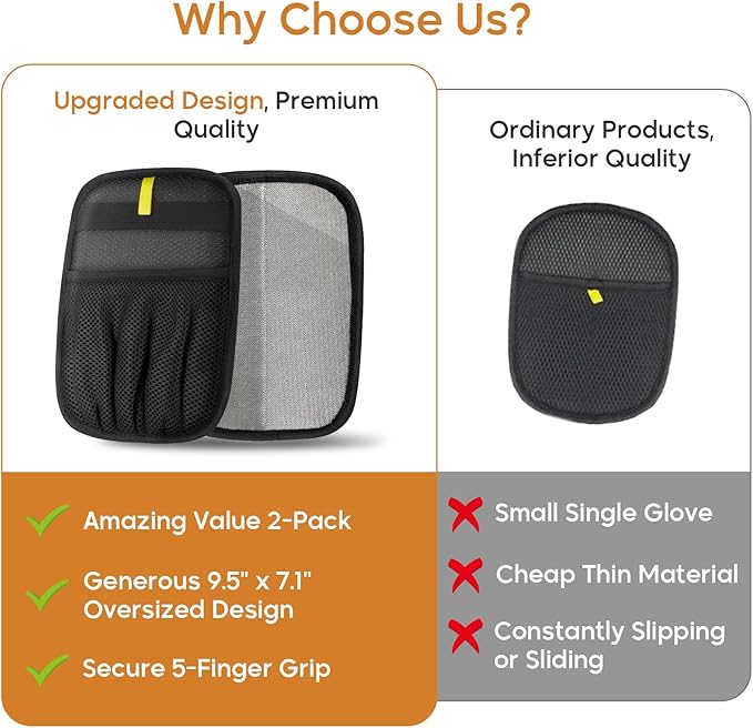 Pet Hair Removal Glove for Cats & Dogs 【2Pcs】, Upgraded Five-Finger Electrostatic Pet Hair Gloves, Reusable Magic Brush Pet Hair Remover Tool for Laundry, Couch, Carpet, Car Seat, Clothing