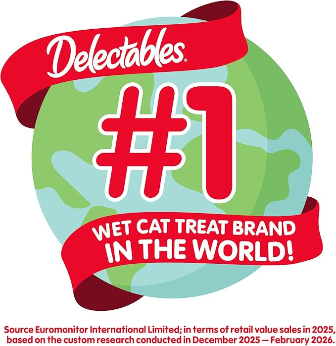 Delectables Lickable Treat Gravy Wet Cat Treat Variety Pack, Food Topper, Hydrating, Grain-Free, No Fillers, By-Products, Added Preservatives, 1.4oz Pouch, 12ct