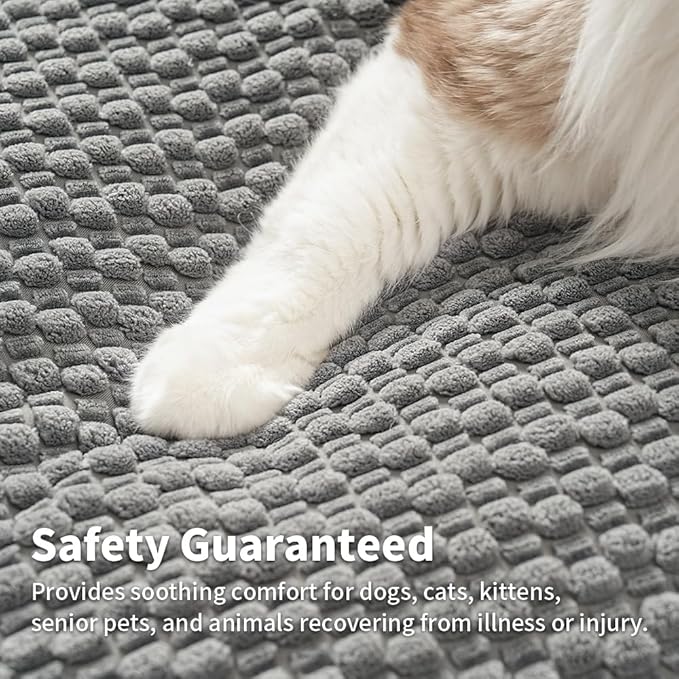 SOMAHE Plush Cat Kneading Bed Mat, Premium Plush Fabric Bed with Non-Slip Bottom, 3cm Thick All-Season Cushion for Cats Who Knead, Machine Washable Anti-Static Pet Bed, 23x15 Inch, Grey