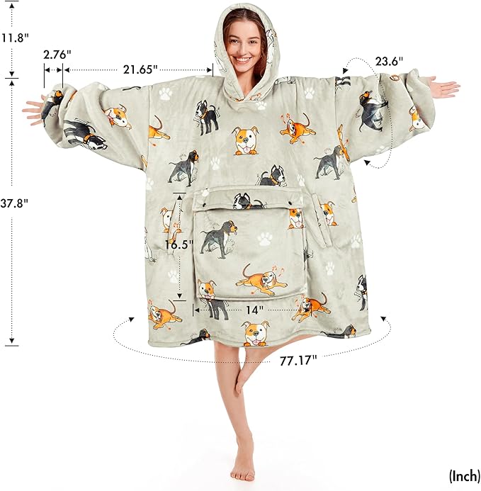 Narecte Cozy Oversized Blanket Hoodie Wearable Blanket Adults Soft Hooded Blanket Hoodie Birthday Gifts for Women Christmas