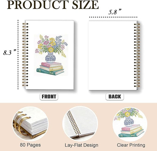 Bible Journal Spiral Notebook, Preppy Floral Bible Study Supplies, Christian Gifts for Women Girls, 5.5x8.3 Inch - A12
