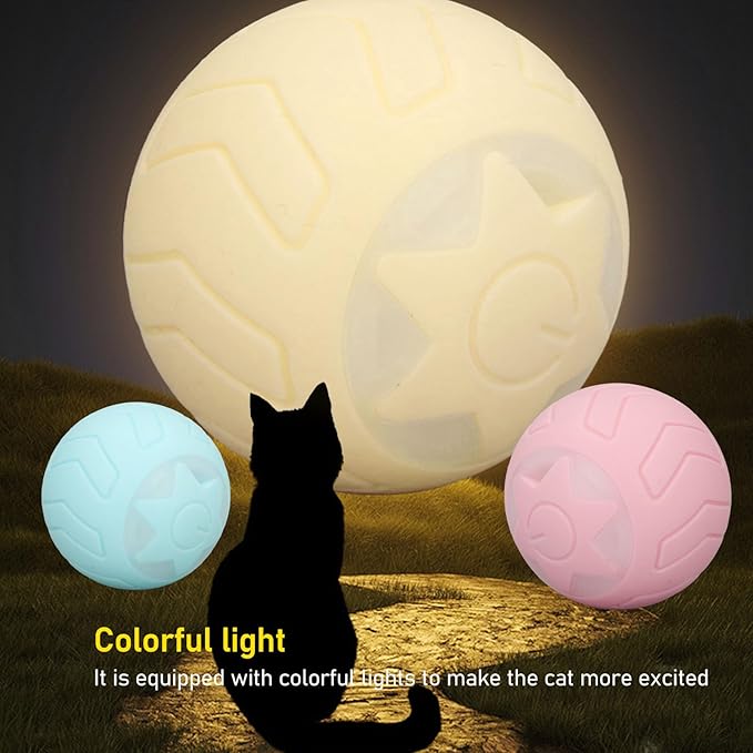 Peppy Pet Ball for Cats Dogs with Led Flash Colorful Lights,Automatic Rolling Ball LED Dog USB Rechargeable (Neutral English Packaging)