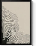 Abstract Black and Beige Flowers Canvas Wall Art, Neutral Floral Lines Poster, Modern Minimalist Floral Wall Decor, Boho Botanical Sketch Art Print for Living Room Bedroom 16x20in Framed