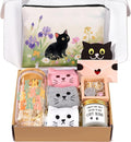 Cat Lover Gifts for Women, Cat Gifts for Women, Cat‘s Themed Gift for Christmas Mother's Day Birthdays, Funny Gift for Cats Lovers for Crazy Cats Lady Mom Daughters with Glass Cup Scented Candle Socks