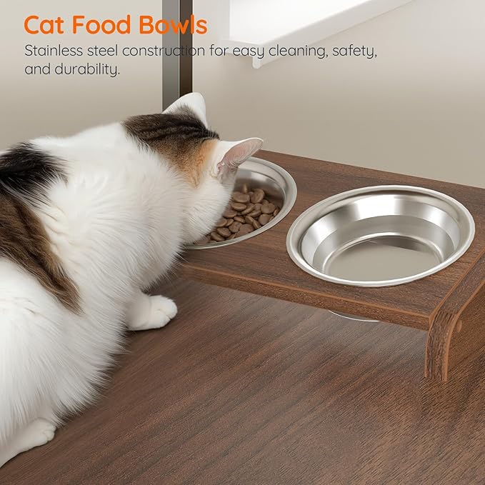 HOOBRO Cat Automatic Litter Box Enclosure Furniture, 30.5" L x 26.8" W x 61" H, Hidden Robotic Litter Box Cabinet, Dog-Proof Shelf with Charging Station, Scratching Mat, Bowls, Walnut WL68UMZ03N1