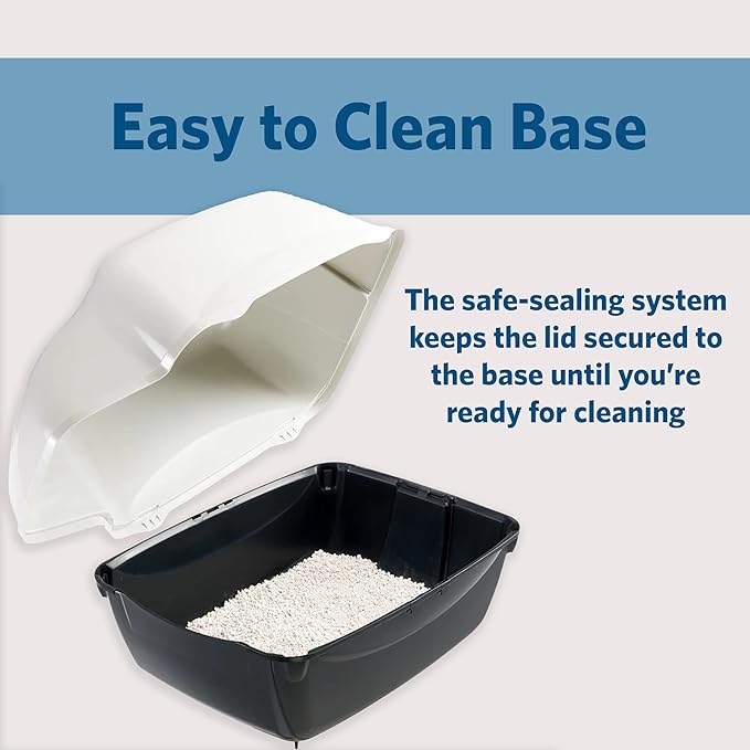 Ferplast Cosmic Outdoor Cat Litter Box - Waterproof Dog-Proof Cat Toilet with Tunnel Entry, High-Sided Base for Litter Containment, Easy-Clean Design, Durable Thermoplastic Resin in Black