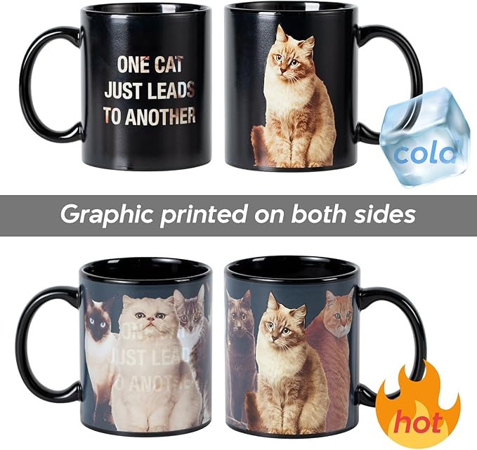 Heat-Change One Cat Leads to Another Coffee Mug 11 oz - Cats Appear with Hot Liquid