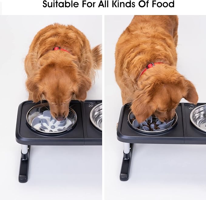 Slow Feeder Dog Bowls Insert [Octopus Suction Cups] Super Firm Slow Eating Dog Bowl [Cuttable] for Large Breed and Medium Size Dog Compatible with Regular and Elevated Dog Bowls (Flower)