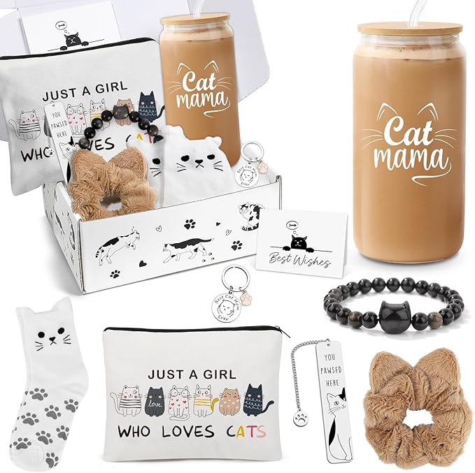 Cat Gift for Cat Lovers,Cat Mom Gifts for Women,Christmas Mothers Day Gifts for Cat Lovers,Birthday Gift Box for Friends Sisters Coworker
