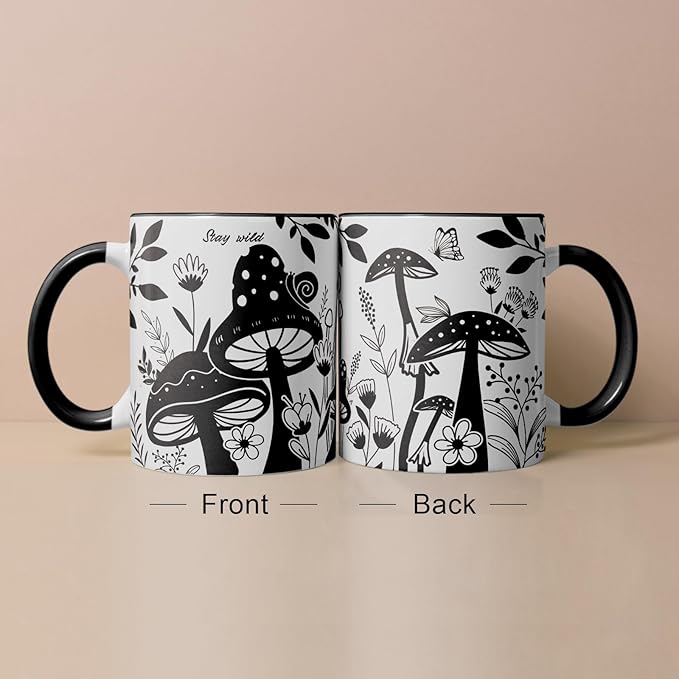Mushroom Gifts for Women, 11 Oz Boho Coffee Mug, Mothers Day Birthday Gift for Woman, Hippie Gifts for Women, Mushroom Cup, Cute Coffee and Tea Mug Microwave & Dishwasher Safe
