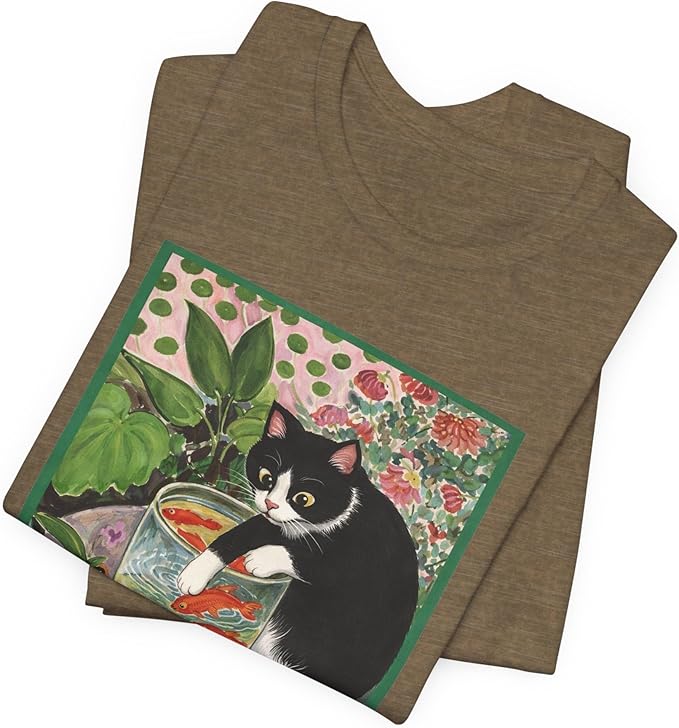 Vintage Cat Painting T Shirt, Matisse Inspired Cat Tee, Retro Art Aesthetic Shirt, Funny Cat Lover Gift