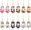 Mabor 6 Pairs Cute Cat Earrings for Women Colored Kitty Cat Earrings Alloy Drop Dangle Fun Anime Animal Earrings Aesthetic Funny Cartoon Earings Jewelry Gifts for Cat Lovers