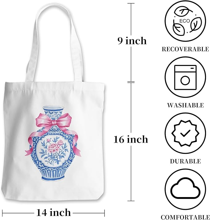 Grace Yonks Cute Canvas Tote Bag – Aesthetic Large Reusable Bag