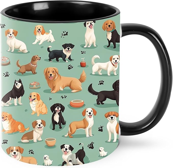 Dog Coffee Mug 11oz Ceramic Tea Cup With Handle Funny Porcelain Mugs for Women Dishwasher Microwave Safe