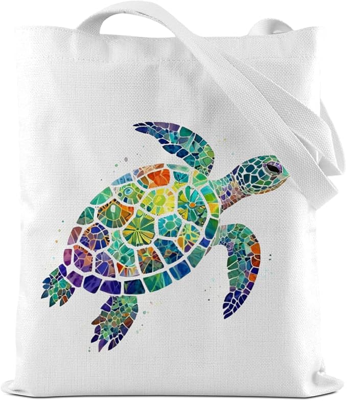 Turtle Gifts Shark Gifts Tote Bag, Hedgehog Horse Gifts for Women Girls, Animals Reusable Grocery Bag Shopping Bag