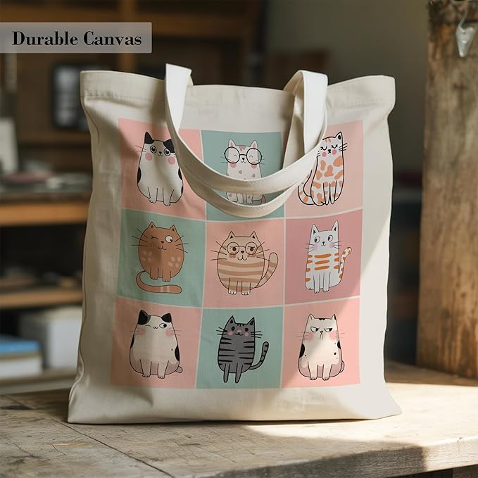 Pets Lover Gifts Tote Bag for Women, Dogs Cats Bee Aesthetic Canvas Bag with Inner Pocket