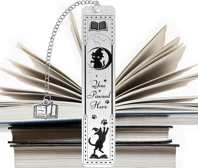 Cat Bookmark for Women, Zinc Alloy Funny Kitten Bookmarks with Book Pendent Cute Animals Book Marker Reading Accessories for Cat Lovers