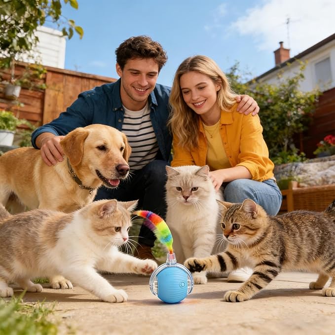 Interactive Cat Toy Ball - Rechargeable Automatic Moving Toy, Interactive Cat Rolling Ball,for Home Apartment Living Room House Balcony Floor Carpet
