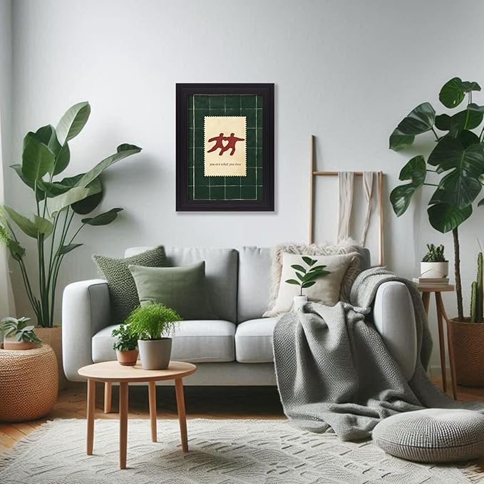 Love Quotes Canvas Wall Art Modern Trendy Women Poster Green Red Aesthetic Prints Romantic You Are What You Love Wall Decor for Living Room Home 08x10 inch Vintage Framed