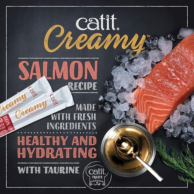 Catit Creamy Lickable Cat Treat – Healthy Variety of Flavors, 50 Pack, Hand-Feed or Serve, Nutrient-Rich Squeeze Tube, 0.5 oz Each